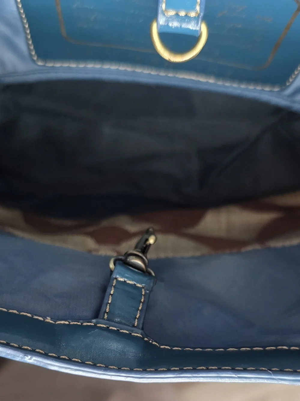 Vintage Coach Signature Tote Bag Blue Brown Y2K 10124